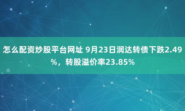 怎么配资炒股平台网址 9月23日润达转债下跌2.49%，转股溢价率23.85%